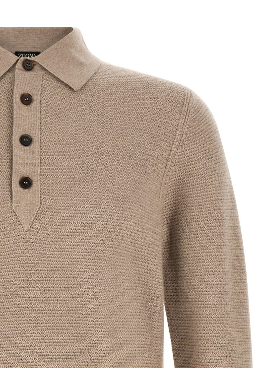 Футболка-поло Oasi Cashmere, бежевого цвета ZEGNA UIK74A4145N92