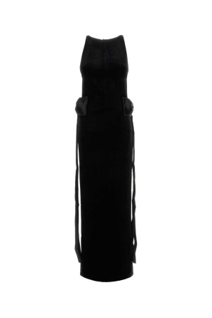 Black stretch velvet long dress Black SELF PORTRAIT (SC26008XB)