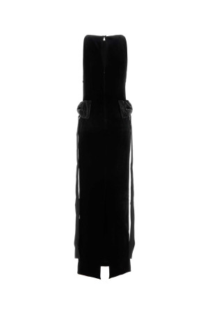 Black stretch velvet long dress Black SELF PORTRAIT (SC26008XB)