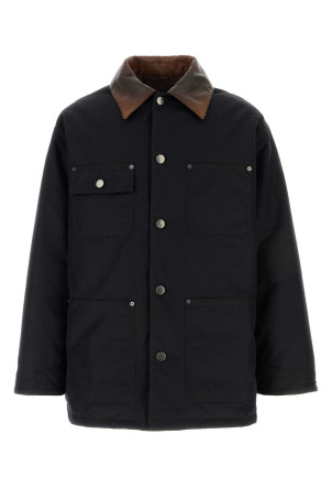 Black cotton blend down jacket Black PRADA (SGD252SOOO6406)