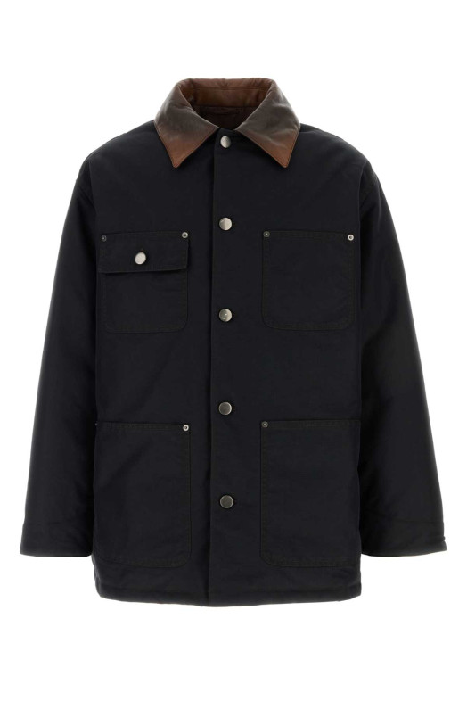 Черная пуховая куртка из смешанного хлопка, черная, PRADA (SGD252SOOO6406)