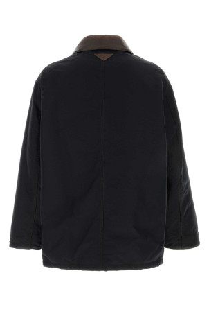 Black cotton blend down jacket Black PRADA (SGD252SOOO6406)