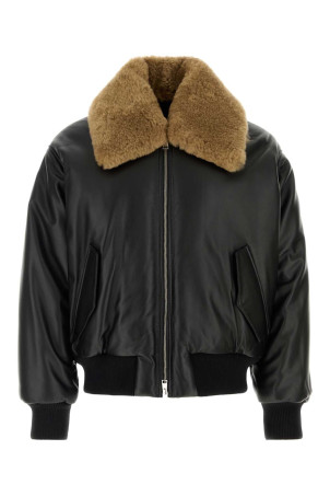 Black leather bomber jacket AMI (UJK952LH0068)