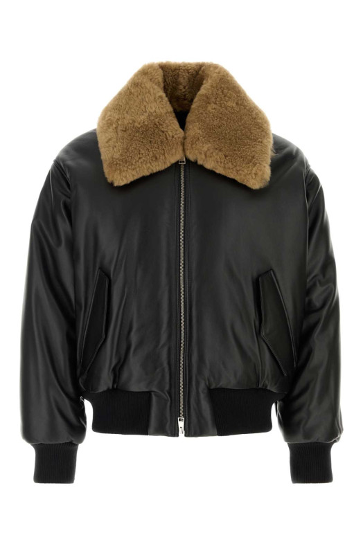 Black leather bomber jacket AMI (UJK952LH0068)