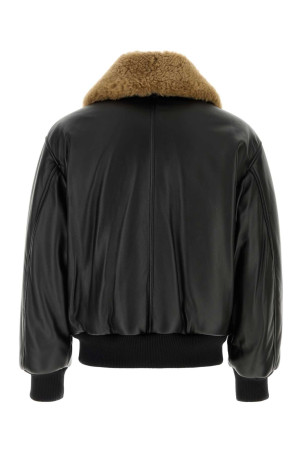 Black leather bomber jacket AMI (UJK952LH0068)