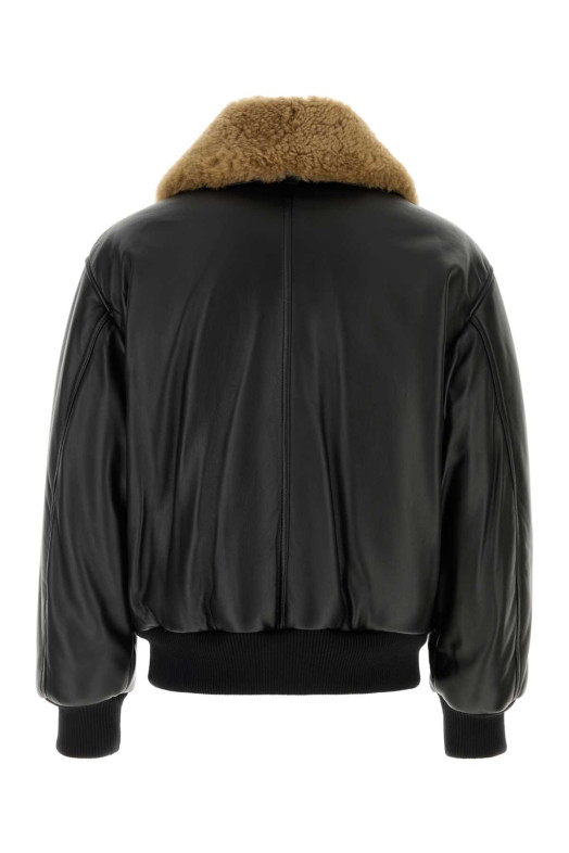 Black leather bomber jacket AMI (UJK952LH0068)