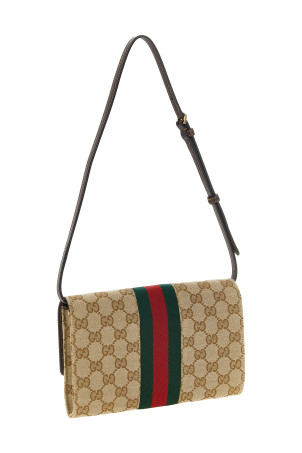'New Horsebit' wallet on chain Beige