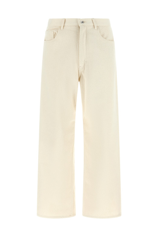Noil silk pants White