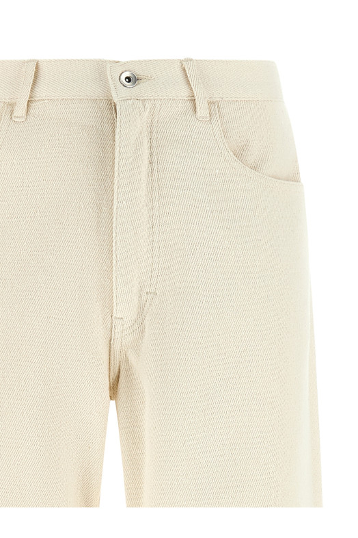 Noil silk pants White