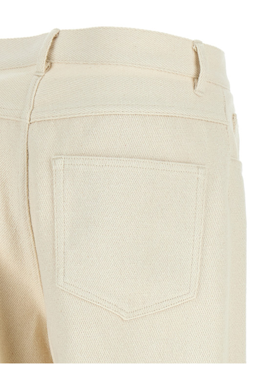 Noil silk pants White