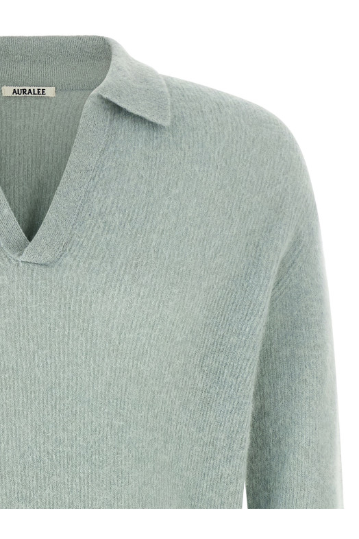 'Baby Suri Alpaca Sheer' polo shirt Green