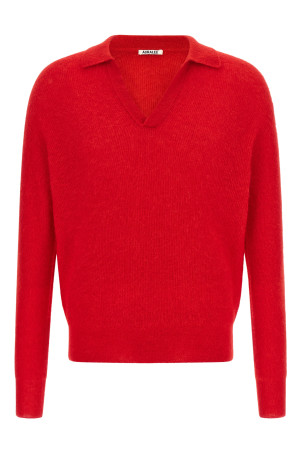 'Baby Suri Alpaca Sheer' polo shirt Red