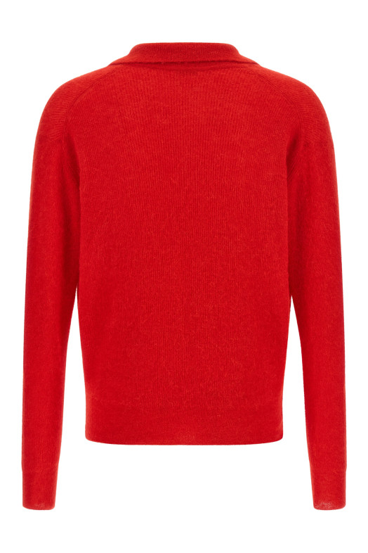 'Baby Suri Alpaca Sheer' polo shirt Red