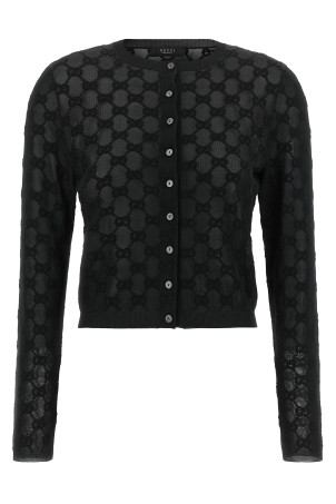 GG embroidery cardigan Black