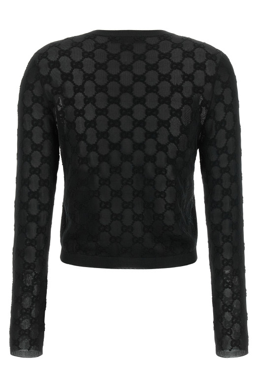 GG embroidery cardigan Black