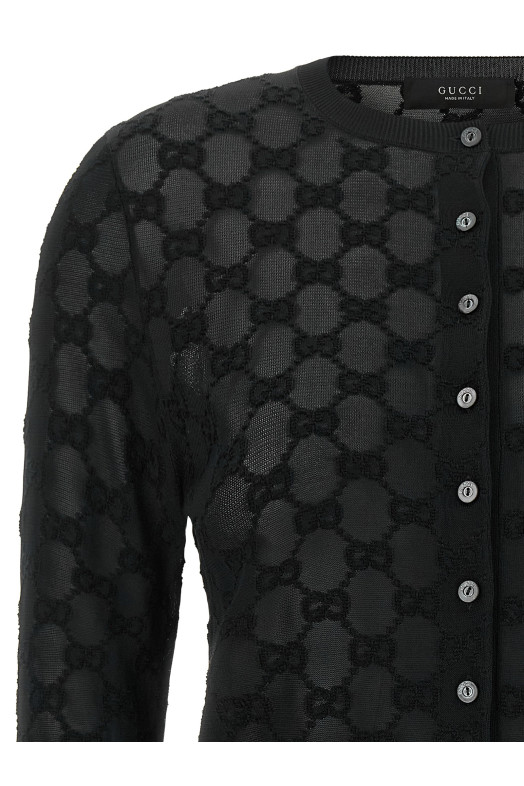 GG embroidery cardigan Black