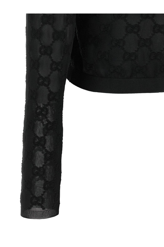 GG embroidery cardigan Black