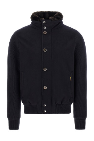 'Levion' wool and cashmere bomber jacket Blue