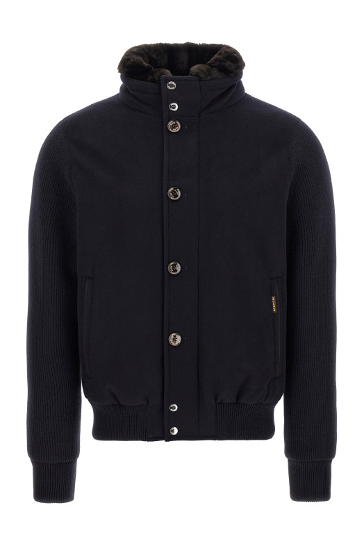 'Levion' wool and cashmere bomber jacket Blue