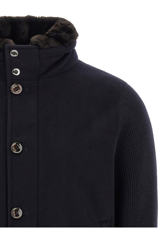'Levion' wool and cashmere bomber jacket Blue