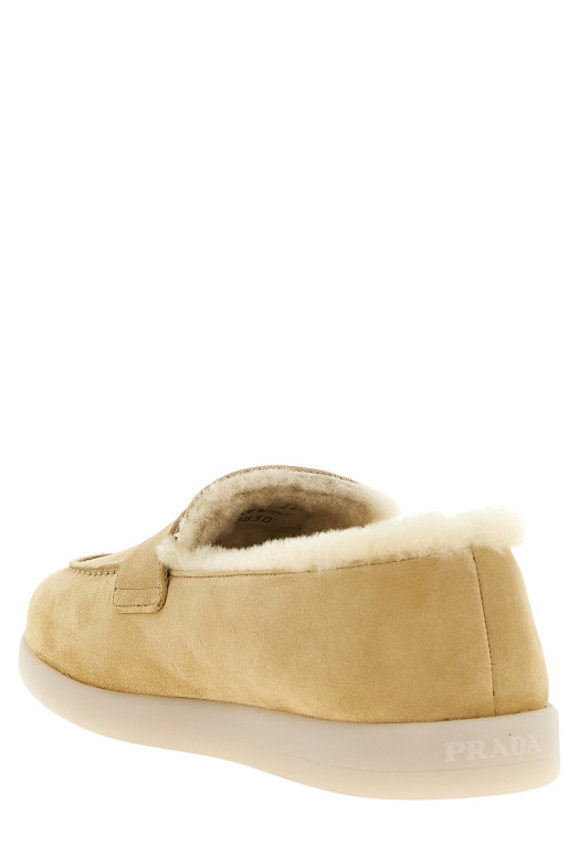 Лоферы из замши, бежевые PRADA 1D222NFZB253ZKPF0379