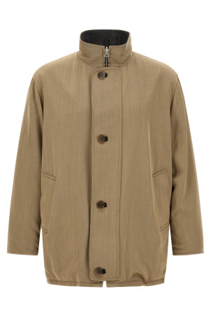 Wool and leather reversible jacket Multicolor