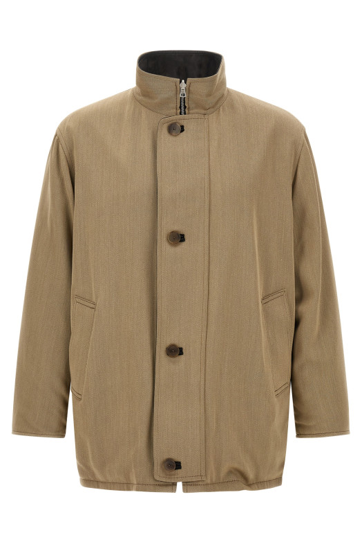 Wool and leather reversible jacket Multicolor