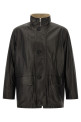 Wool and leather reversible jacket Multicolor