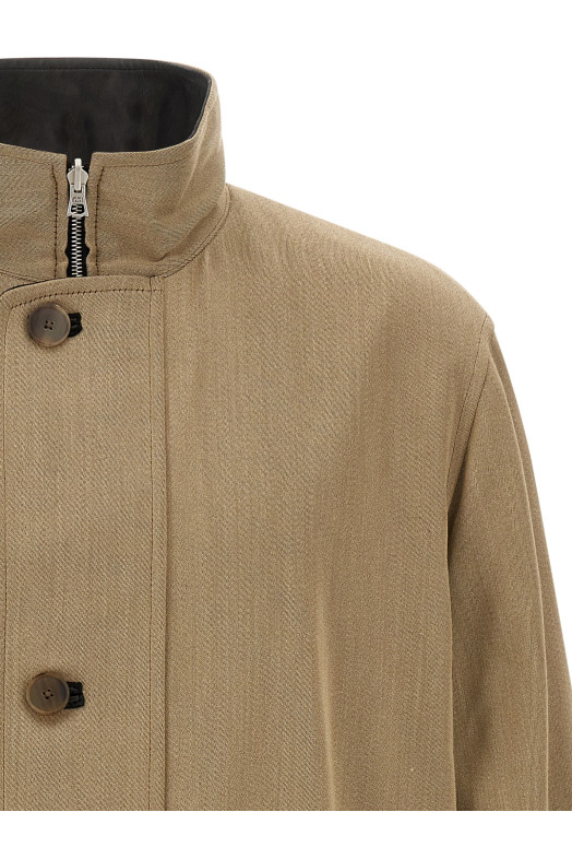 Wool and leather reversible jacket Multicolor