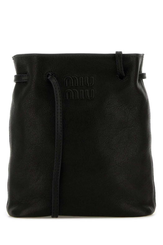 Черная кожаная сумка через плечо Black MIU MIU (5NF460AEFX)