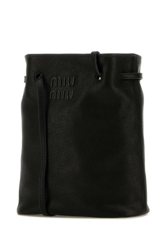 Черная кожаная сумка через плечо Black MIU MIU (5NF460AEFX)
