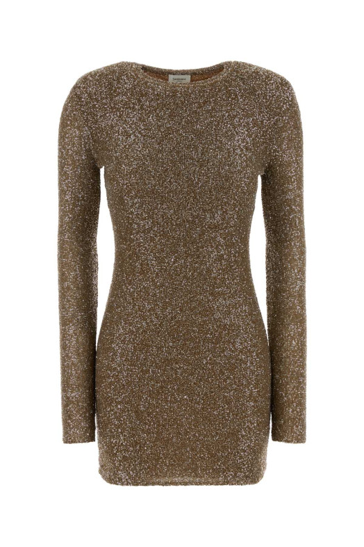 Мини-платье из ткани с декоративными элементами SAINT LAURENT (A000SZY77NU)
