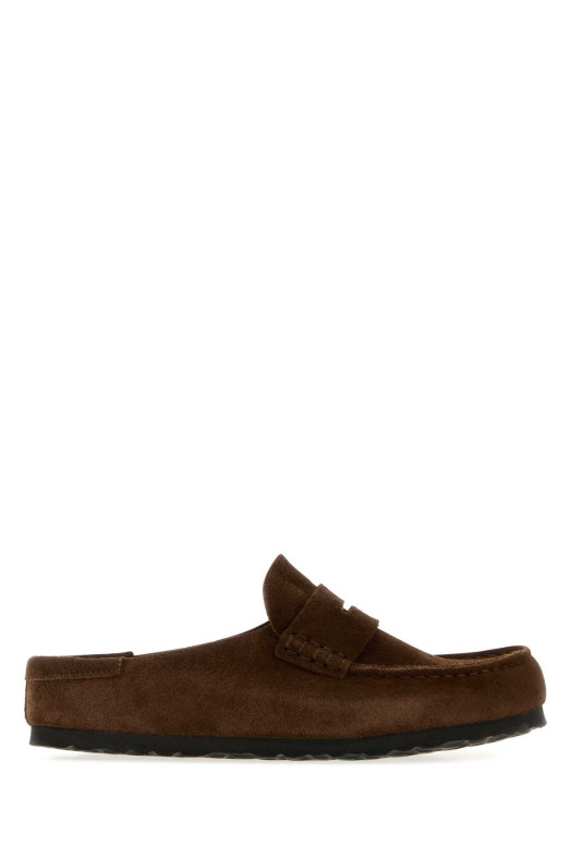 Коричневые замшевые тапочки «Неаполь» BIRKENSTOCK (1031701)