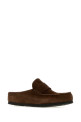 Коричневые замшевые тапочки «Неаполь» BIRKENSTOCK (1031701)