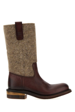 Two-tone felt and leather boots MIU MIU (5U744EF0453ZQ6)