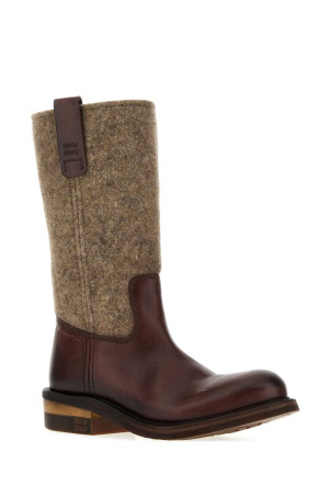Two-tone felt and leather boots MIU MIU (5U744EF0453ZQ6)
