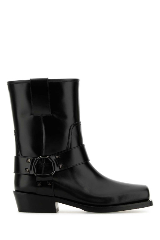 Black leather Biker Rockstud ankle boots Black VALENTINO GARAVANI (5W0S0KN4NIB)