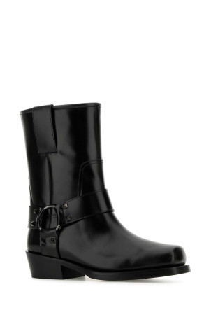 Black leather Biker Rockstud ankle boots Black VALENTINO GARAVANI (5W0S0KN4NIB)