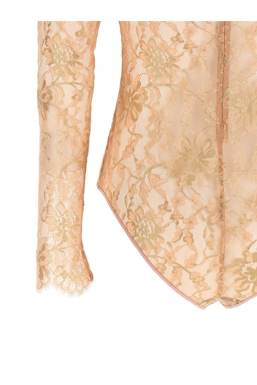 Боди Valentino Garavani из люрексового кружева, розового цвета B0MR02QAK5D15