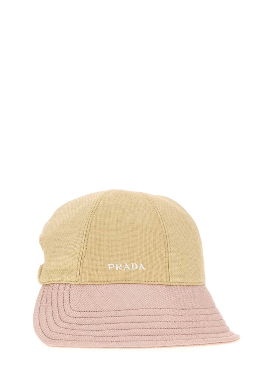 Двухцветная полотняная шляпа-козырек PRADA (1HC5132ZP4)