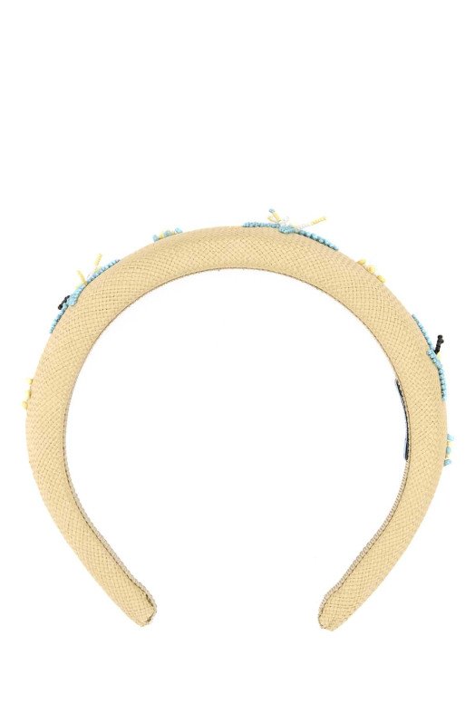 Cream canvas hairband PRADA (1IH0192ZPB)