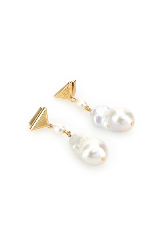 Двухцветные серьги с жемчугом и металлом PRADA (1IO4112HF1)