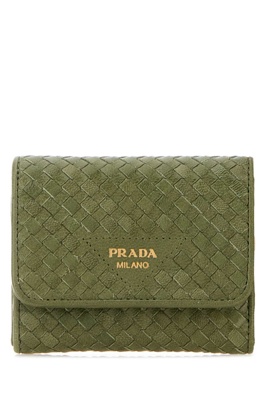 Зелёный кожаный кошелёк PRADA (1MH0432BE1)