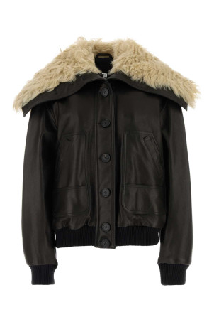 Dark brown leather jacket THE ATTICO (261WCB00129LBT166AA)