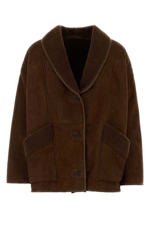 Chocolate shearling jacket Bordeaux SANTORO (51076D)