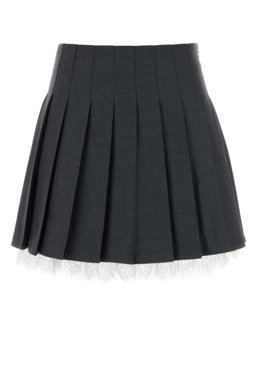 Dark grey twill mini skirt Gray SELF PORTRAIT (PF26006SKGR)