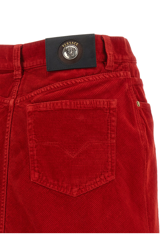 Юбка из вельвета, красная VERSACE 10267491A191671DA80