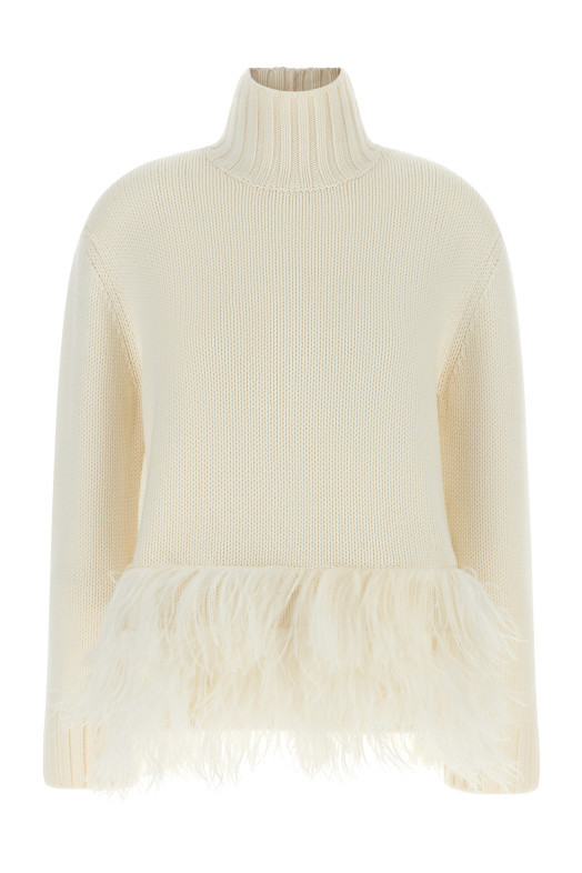 Platinum yarn sweater White