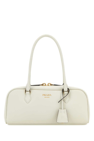 Chalk leather medium handbag PRADA (1BB1702CYS)