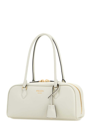 Chalk leather medium handbag PRADA (1BB1702CYS)